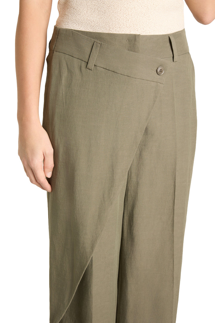 Cambio Anais Cropped Pantalon – Groen-65% linnen, 34% katoen, 1% elastaan-DAMES BROEKEN-Groen