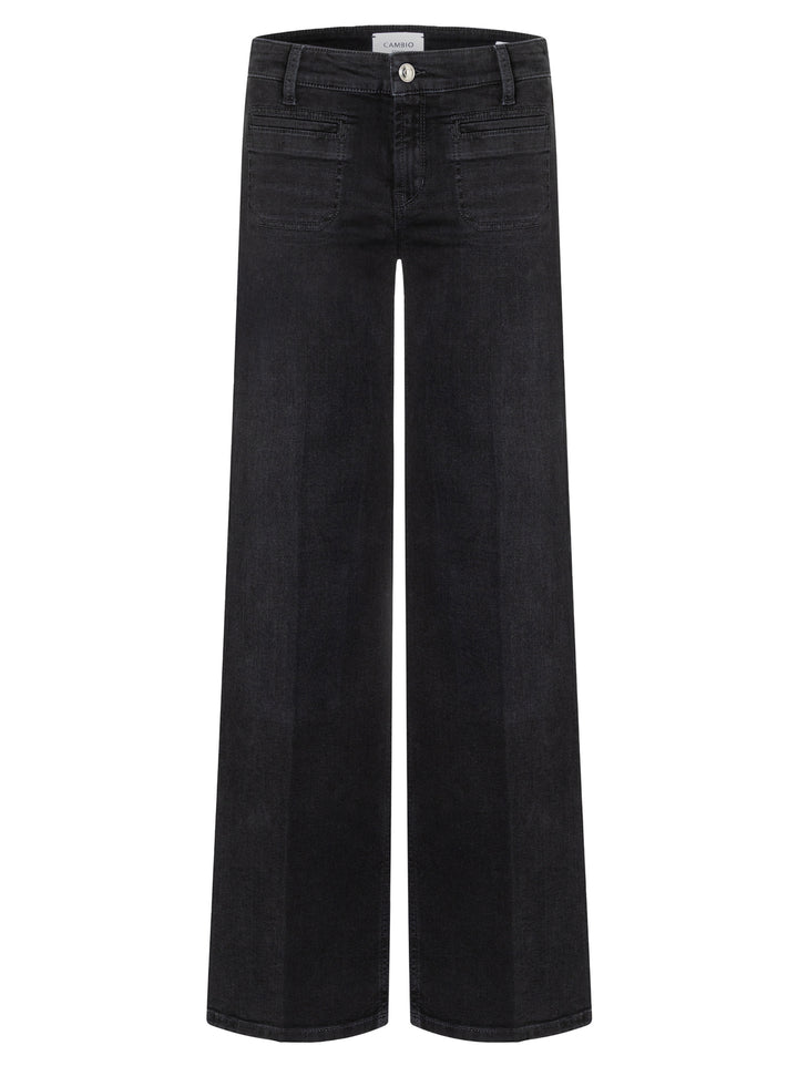 Cambio Ava Wide Leg Pantalon – Zwart-92% katoen, 6% elastomultiester, 2% elastaan-DAMES BROEKEN-Zwart