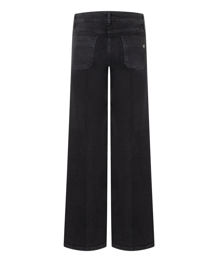 Cambio Ava Wide Leg Pantalon – Zwart-92% katoen, 6% elastomultiester, 2% elastaan-DAMES BROEKEN-Zwart
