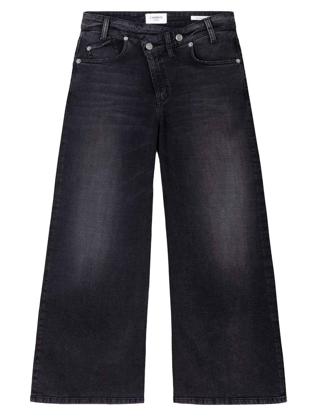 Cambio Baggy Asymmetrical Jeans – Zwart-98% katoen, 6% elastomultiester, 2% elasthaan-DAMES BROEKEN-Zwart