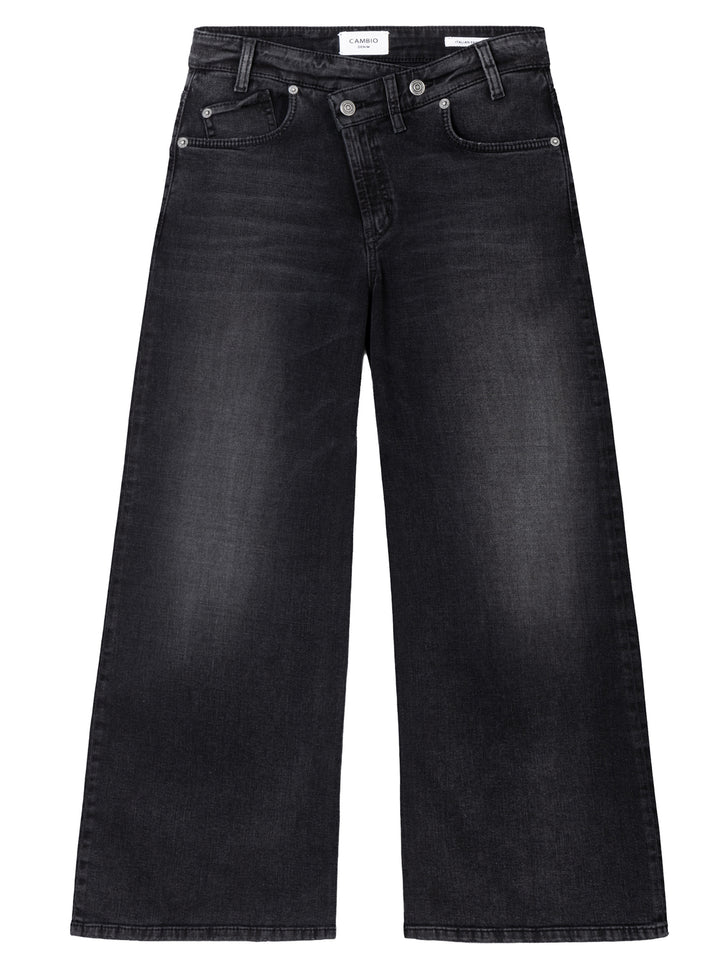 Cambio Baggy Asymmetrical Jeans – Zwart-98% katoen, 6% elastomultiester, 2% elasthaan-DAMES BROEKEN-Zwart