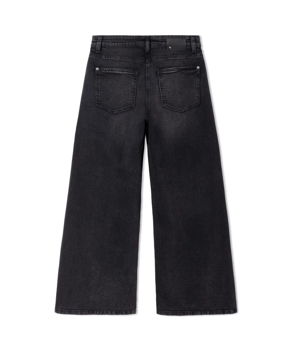 Cambio Baggy Asymmetrical Jeans – Zwart-98% katoen, 6% elastomultiester, 2% elasthaan-DAMES BROEKEN-Zwart