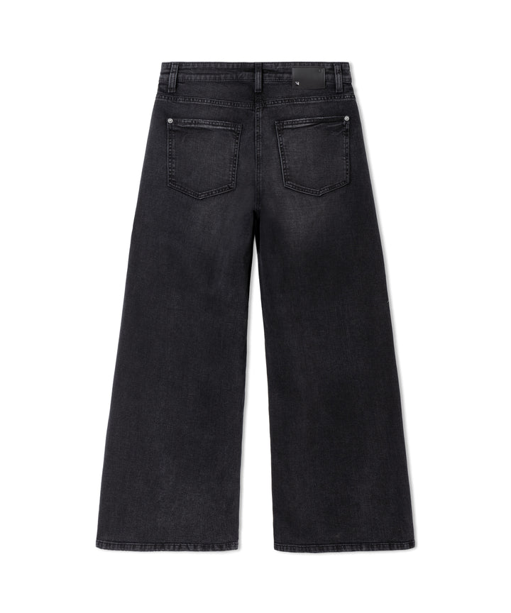 Cambio Baggy Asymmetrical Jeans – Zwart-98% katoen, 6% elastomultiester, 2% elasthaan-DAMES BROEKEN-Zwart