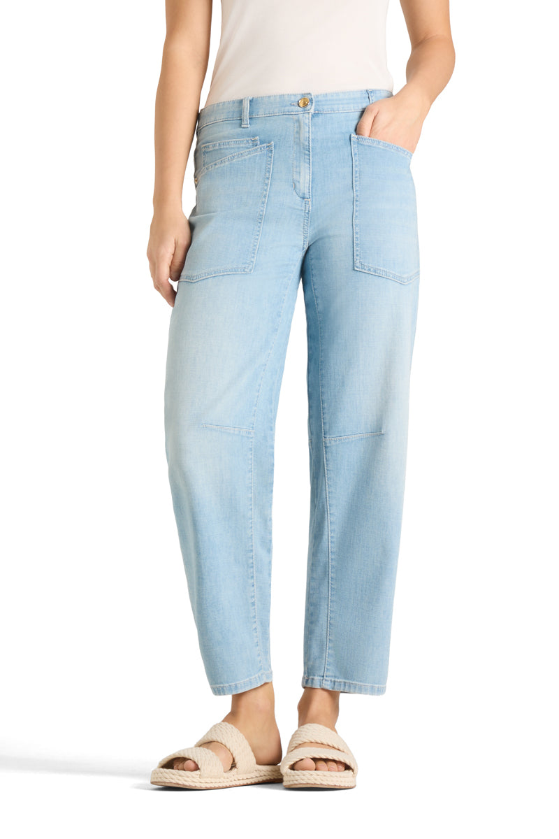 Cambio Baggy Jeans – Blauw-91% katoen, 7% elastisch polyamide, 2% elastaan-DAMES BROEKEN-Blauw