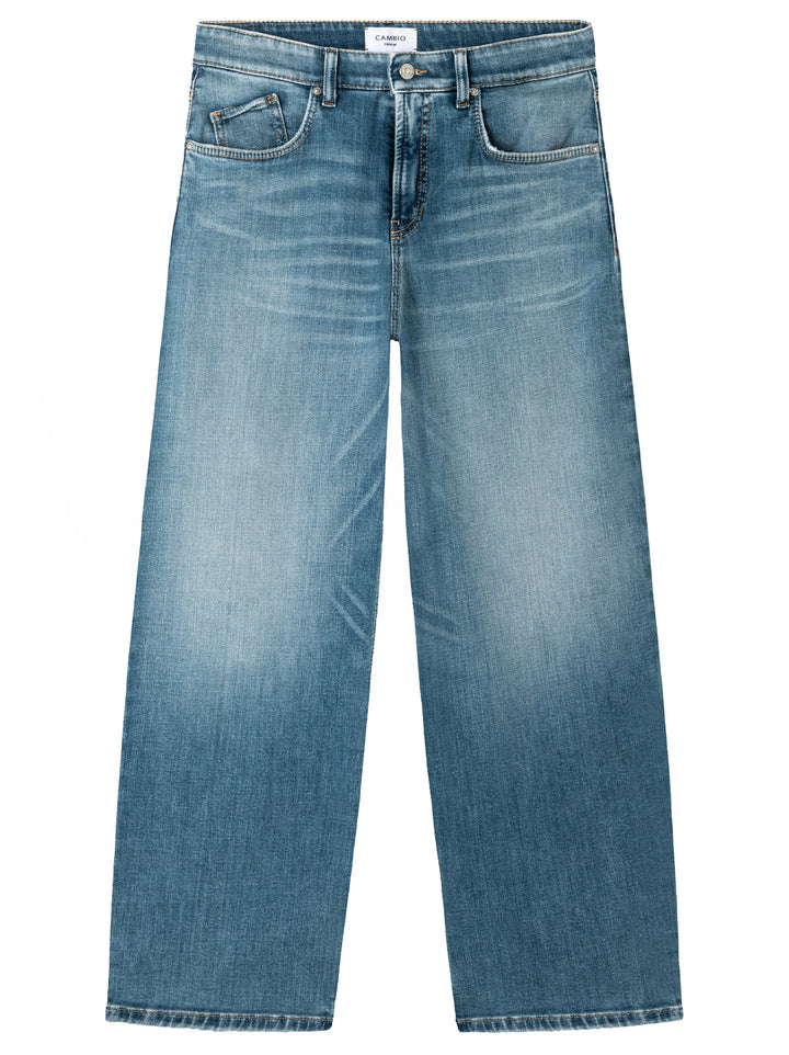 Cambio Baggy Jeans – Blauw-97% katoen, 1,5% elastomultiester, 1,5% elastaan-DAMES BROEKEN-Blauw