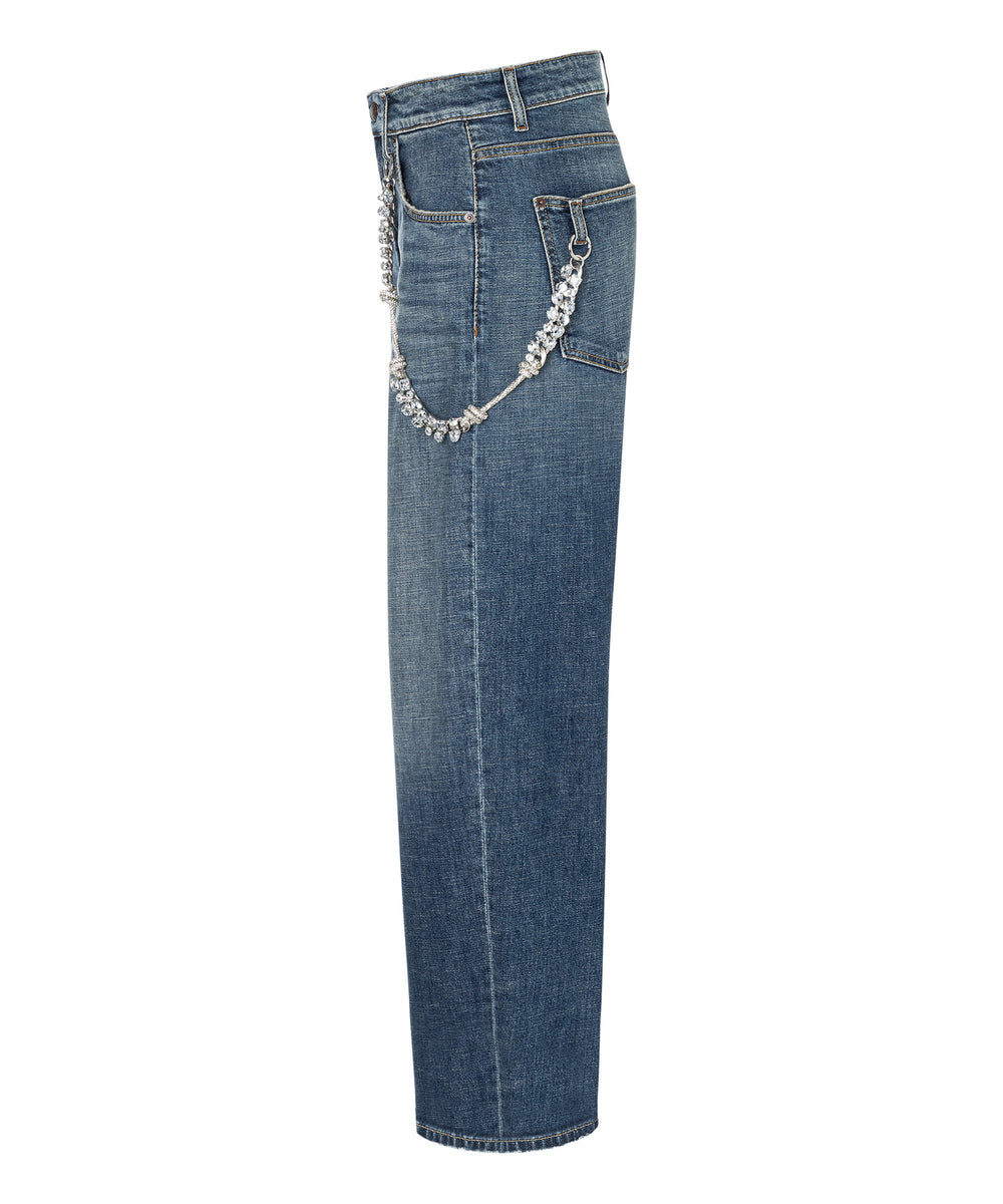 Cambio – Baggy Jeans Blauw-98% katoen, 2% elastaan-DAMES BROEKEN-Blauw