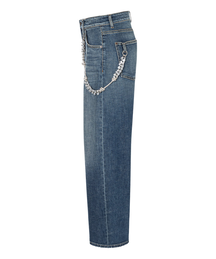Cambio – Baggy Jeans Blauw-98% katoen, 2% elastaan-DAMES BROEKEN-Blauw