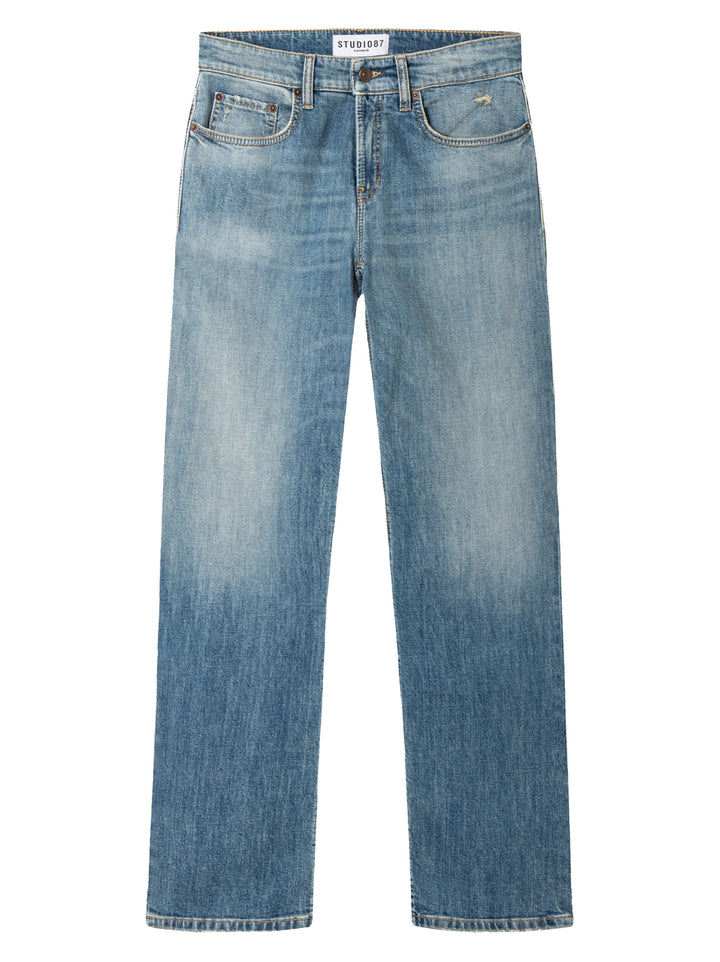 Cambio Baggy jeans – Blauw-98% katoen, 2% elastaan-DAMES BROEKEN-Blauw