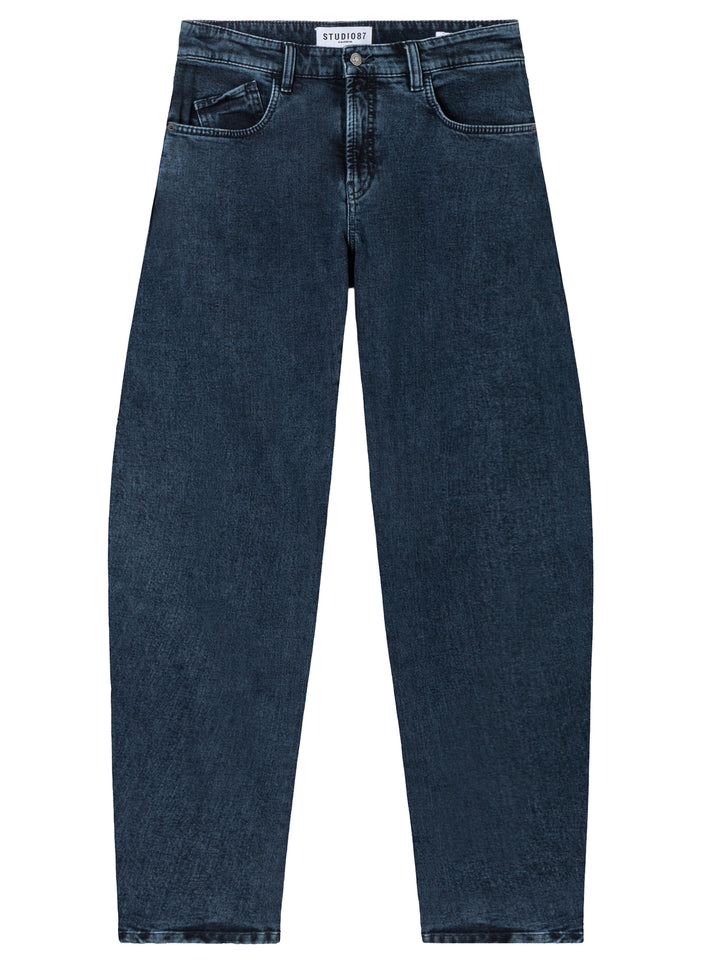 Cambio Baggy Jeans – Blauw-98% katoen, 2% elasthaan-DAMES BROEKEN-Blauw