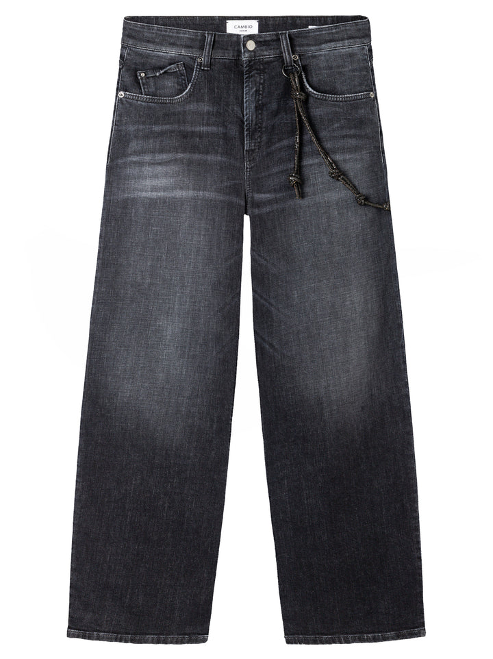 Cambio Baggy Jeans – Zwart-97% katoen, 3% elastaan-DAMES BROEKEN-Zwart