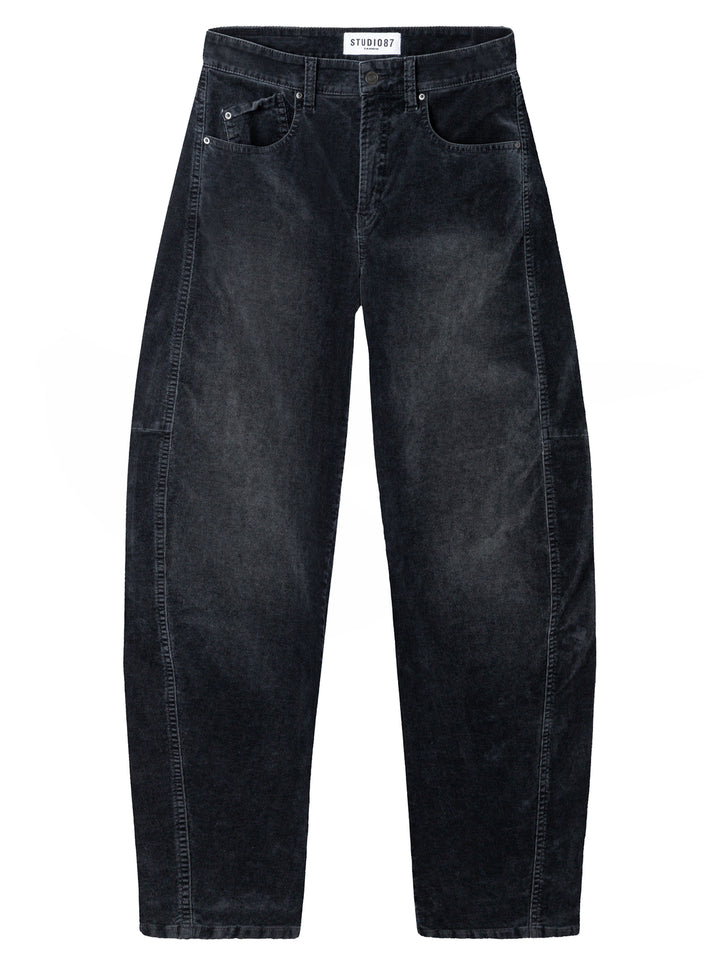 Cambio Baggy Twisted Pantalon – Zwart-98% katoen, 2% elastaan-DAMES BROEKEN-Zwart