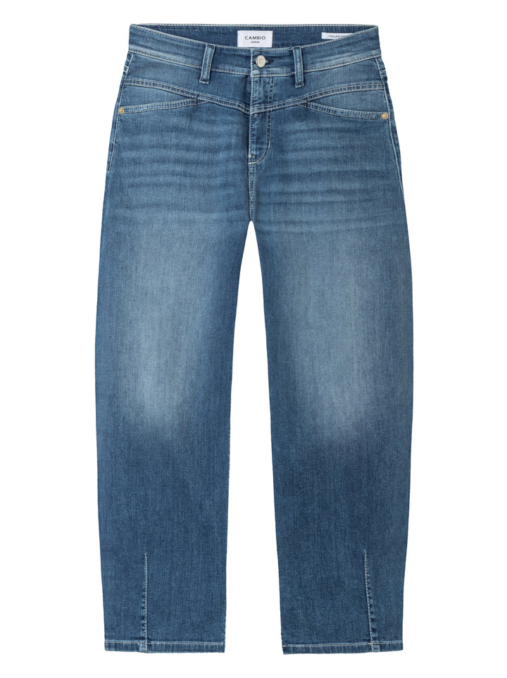 Cambio Elin Barrel Jeans – Blauw-92% katoen, 6% elastisch polyamide, 2% elastaan-DAMES BROEKEN-Blauw