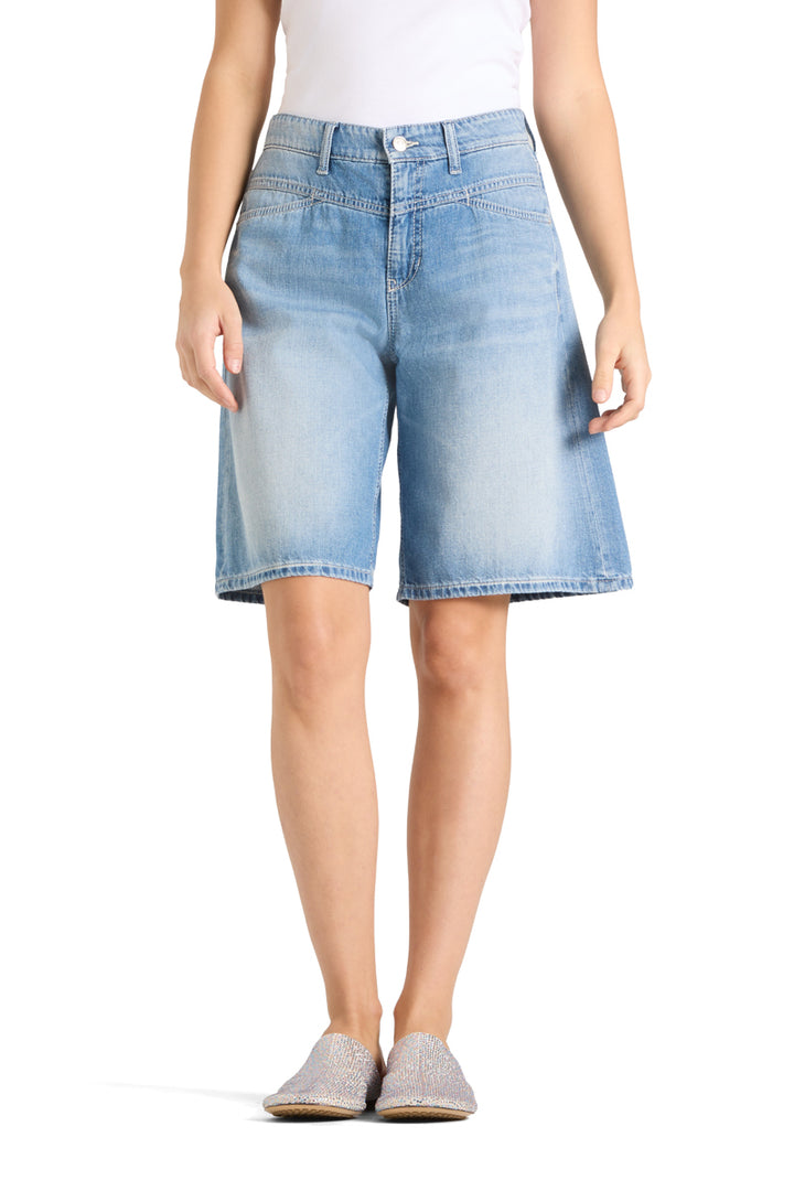 Cambio Elin Bermuda – Blauw-100% katoen-DAMES BROEKEN-Blauw