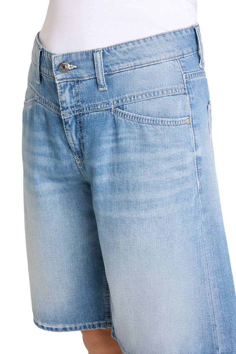 Cambio Elin Bermuda – Blauw-100% katoen-DAMES BROEKEN-Blauw