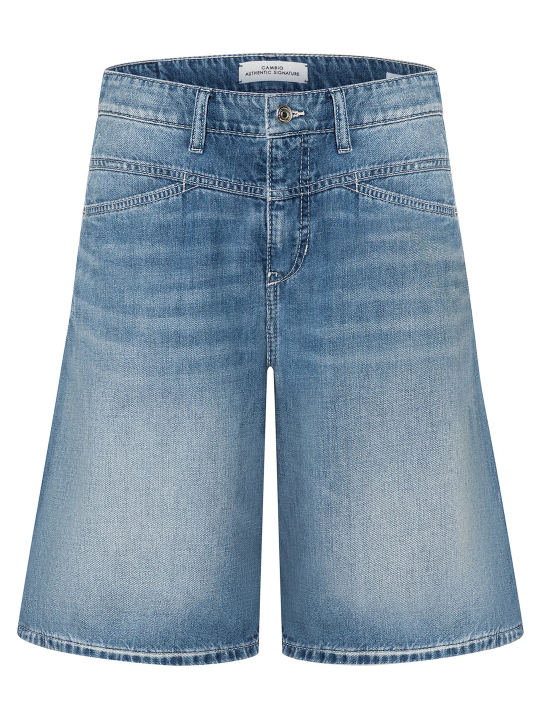 Cambio Elin Bermuda – Blauw-100% katoen-DAMES BROEKEN-Blauw