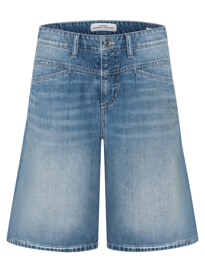 Cambio Elin Bermuda – Blauw-100% katoen-DAMES BROEKEN-Blauw
