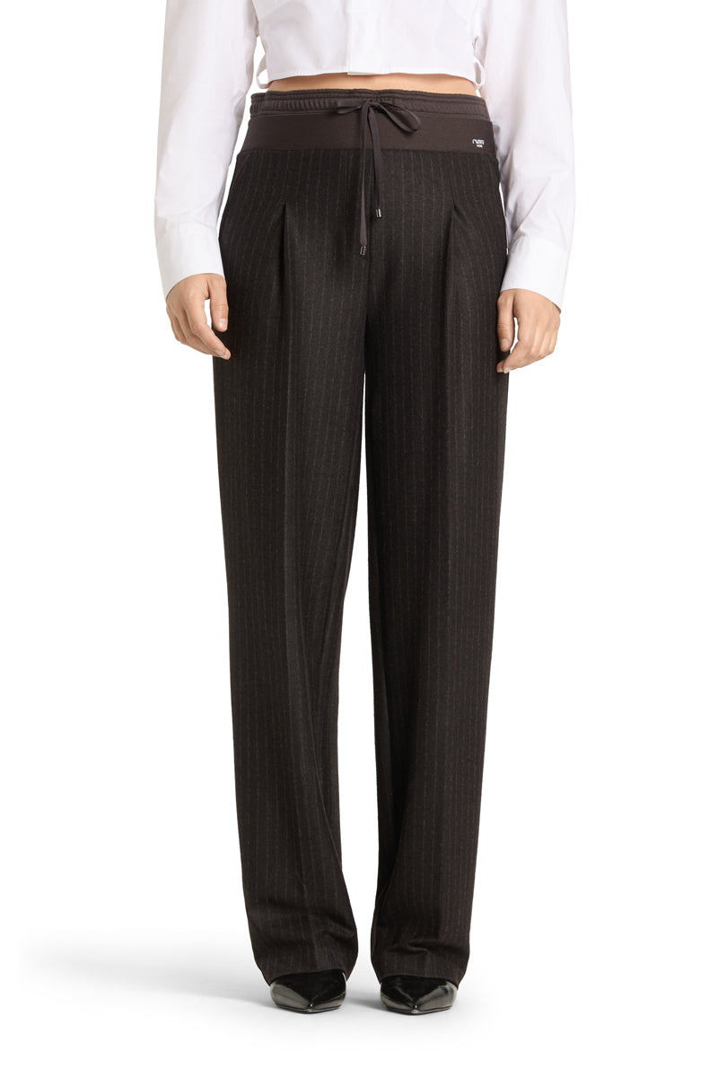 Cambio Eva Double Jogg Pantalon – Bruin-66% polyester, 29 %wol, 5% elasthaan-DAMES BROEKEN-Bruin