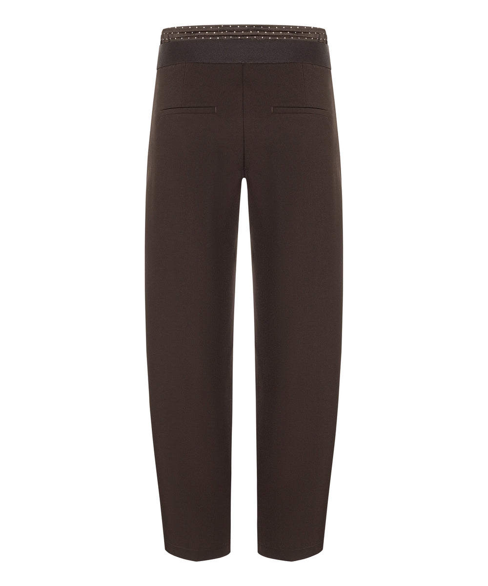Cambio  Eva Double Jogg Pantalon – Bruin-67% polyester, 29% viscose, 4% elastaan-DAMES BROEKEN-Bruin