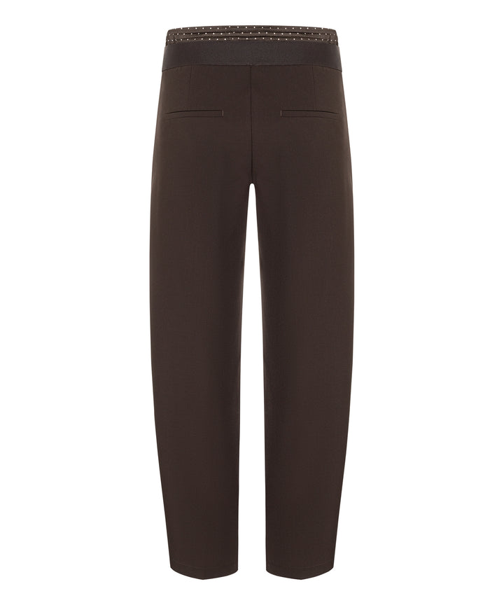 Cambio  Eva Double Jogg Pantalon – Bruin-67% polyester, 29% viscose, 4% elastaan-DAMES BROEKEN-Bruin