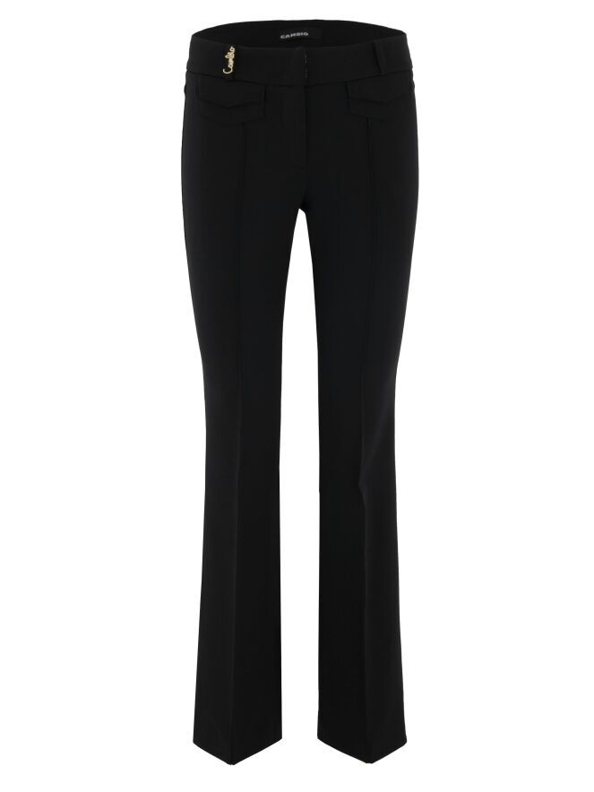 Cambio Farah Long Flap Pantalon – Zwart-88% polyamide, 12% elastaan-DAMES BROEKEN-Zwart