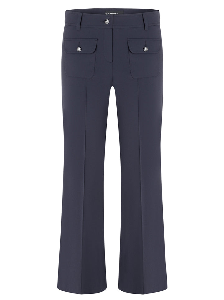 Cambio Farah Patched Pantalon – Blauw-88% polyamide, 12% elastaan-DAMES BROEKEN-Blauw