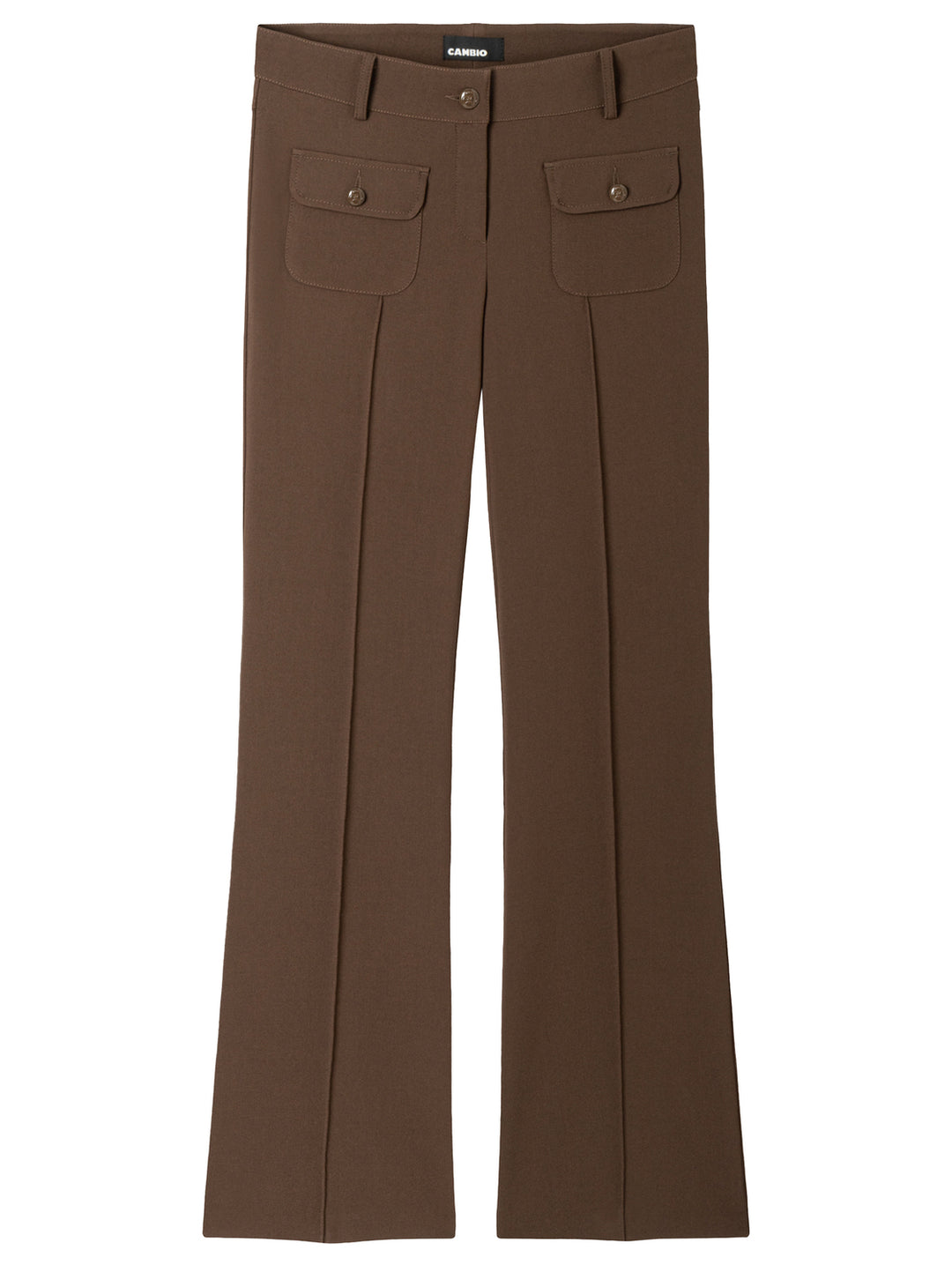 Cambio Farah Pocket Long Pantalon – Bruin-63% polyester, 27% viscose, 7% katoen, 3% elastaan-DAMES BROEKEN-Bruin