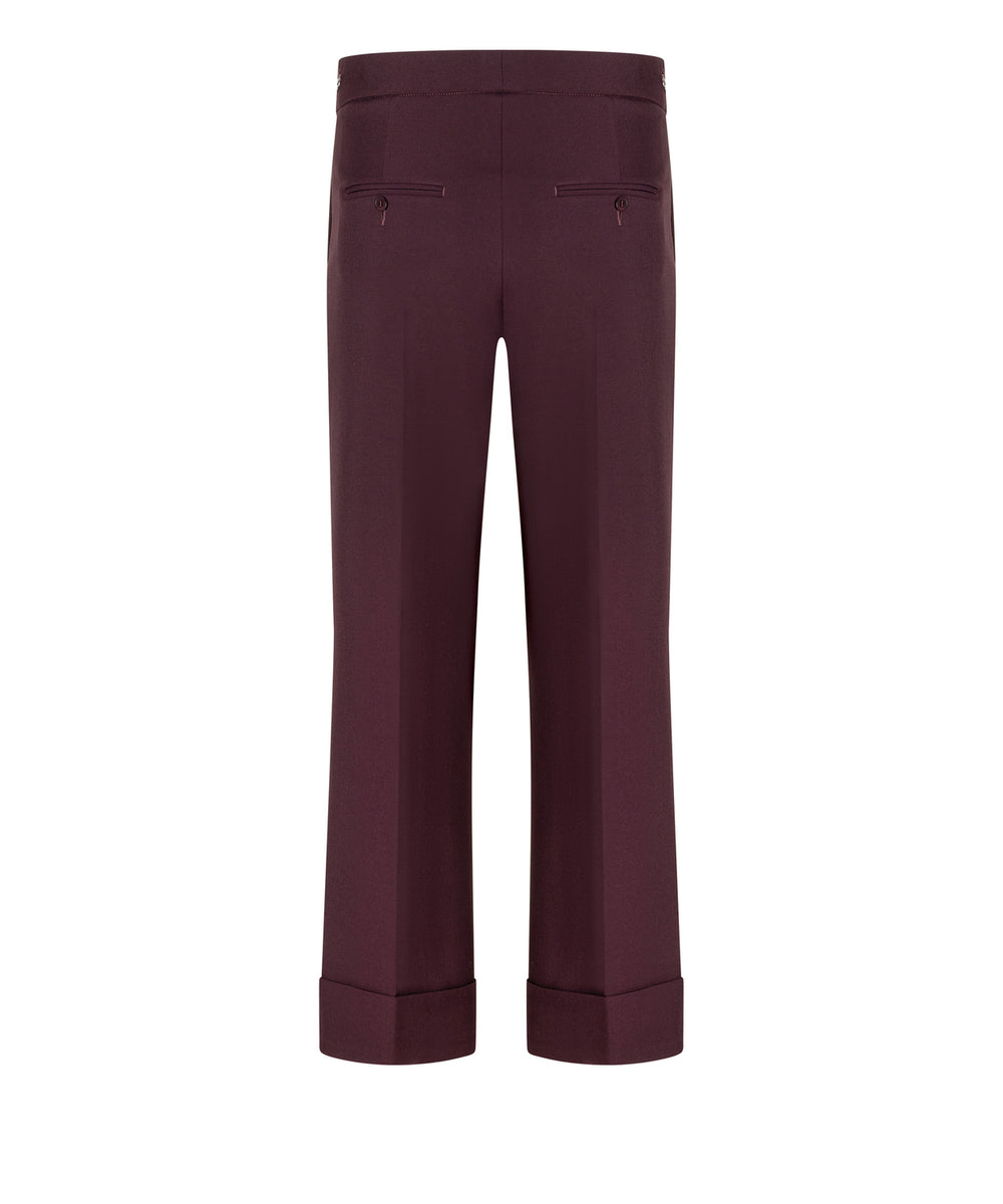 Cambio France Cropped Wide-Leg Pantalon – Rood-7% katoen, 63% polyester, 27% viscose-DAMES BROEKEN-Rood