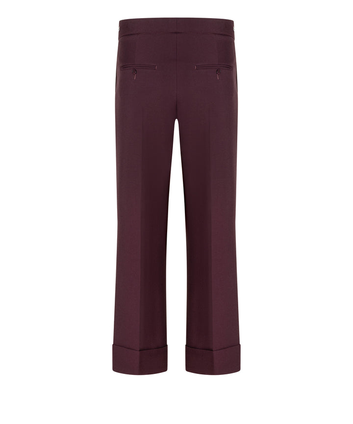 Cambio France Cropped Wide-Leg Pantalon – Rood-7% katoen, 63% polyester, 27% viscose-DAMES BROEKEN-Rood