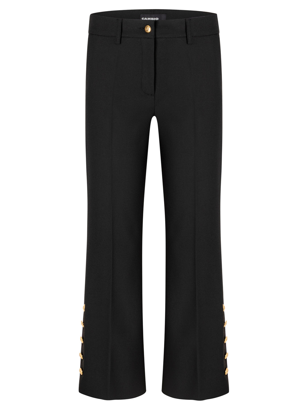 Cambio France Statement Slit Pantalon – Zwart-63% polyester, 27% viscose, 7% katoen, 3% elastaan-DAMES BROEKEN-Zwart