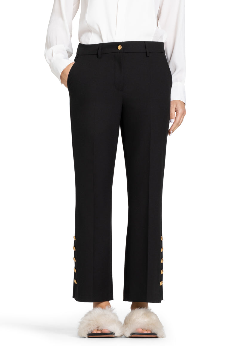 Cambio France Statement Slit Pantalon – Zwart-63% polyester, 27% viscose, 7% katoen, 3% elastaan-DAMES BROEKEN-Zwart