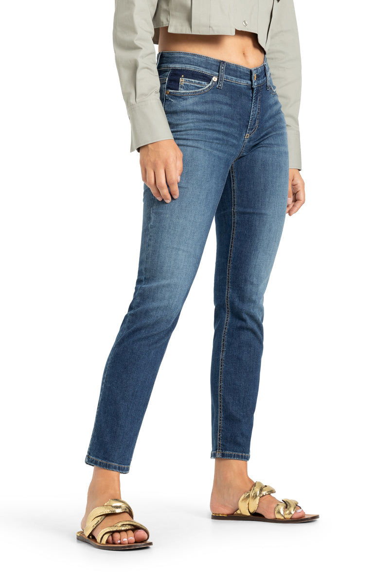 Cambio jeans Piper cropped -92% Katoen<br />6% Elastomultiester<br />2% Elastaan-DAMES BROEKEN-Blauw