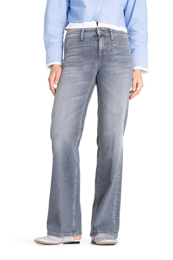 Cambio jeans Tess wide leg-92% katoen<br />5% polyester<br />1% elastaan-DAMES BROEKEN-Grijs