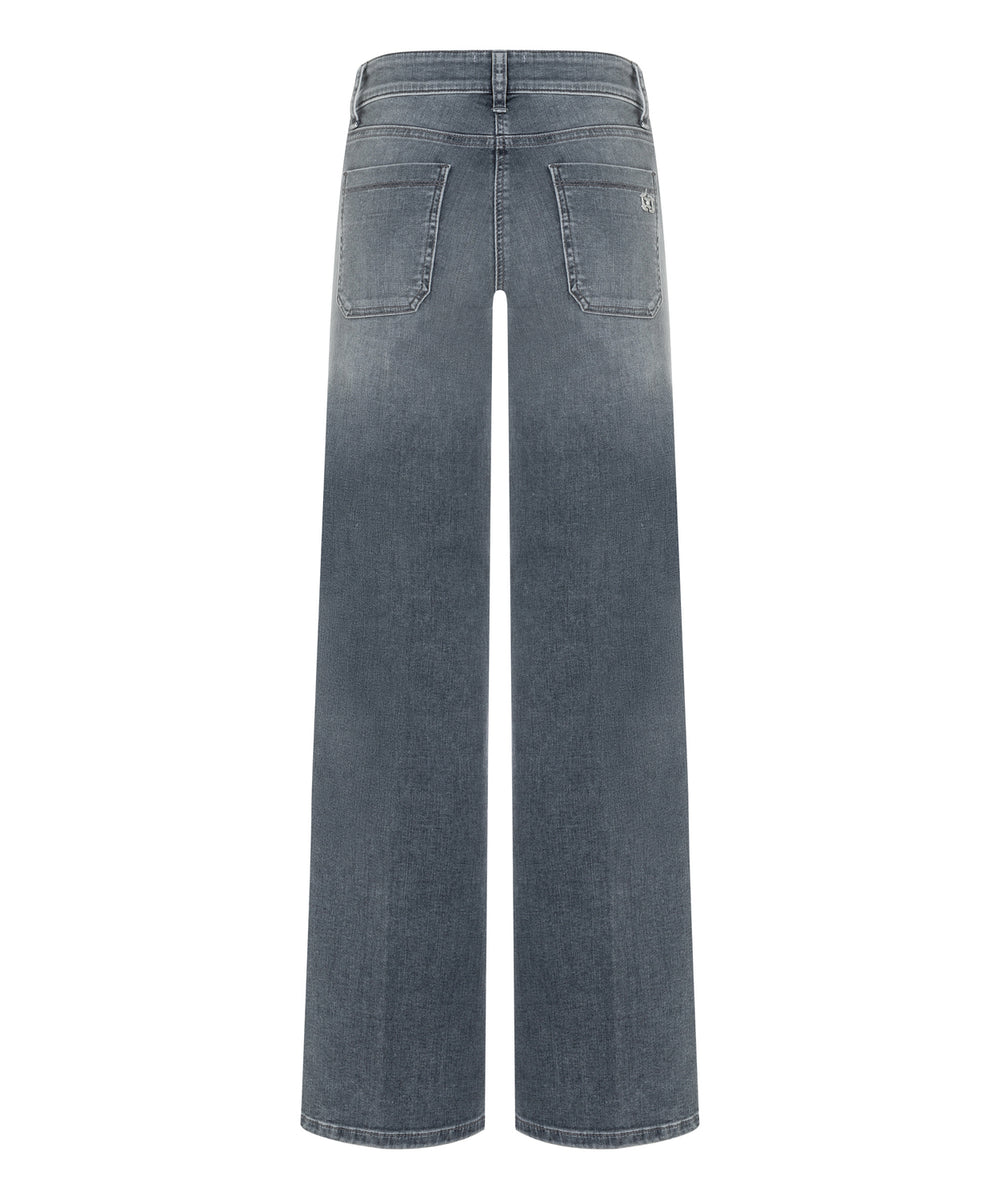 Cambio jeans Tess wide leg-92% katoen<br />5% polyester<br />1% elastaan-DAMES BROEKEN-Grijs