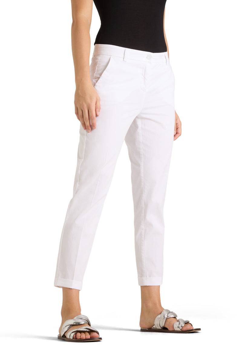 Cambio Karina Turn Up Pantalon – Wit-97% katoen, 3% elastaan-DAMES BROEKEN-Wit