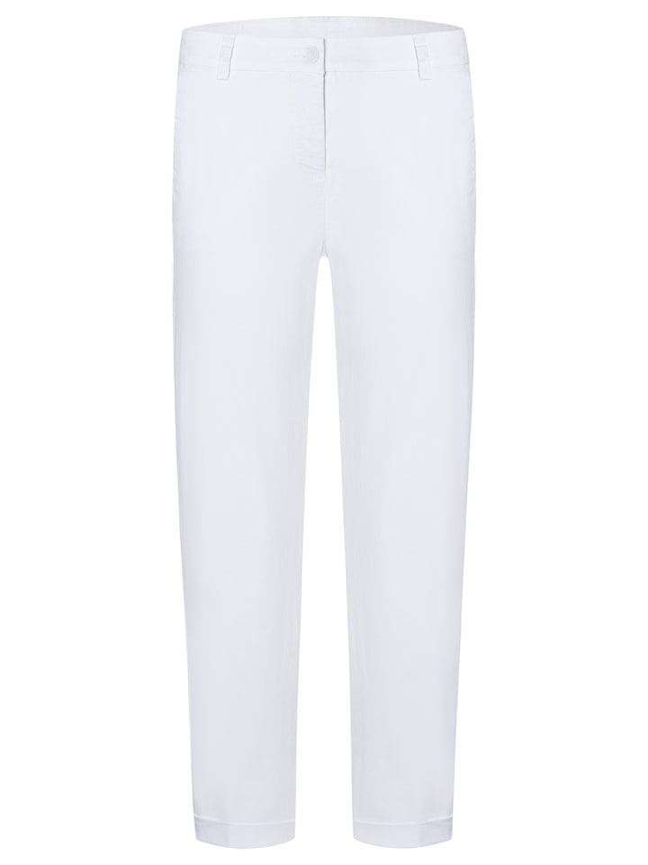 Cambio Karina Turn Up Pantalon – Wit-97% katoen, 3% elastaan-DAMES BROEKEN-Wit