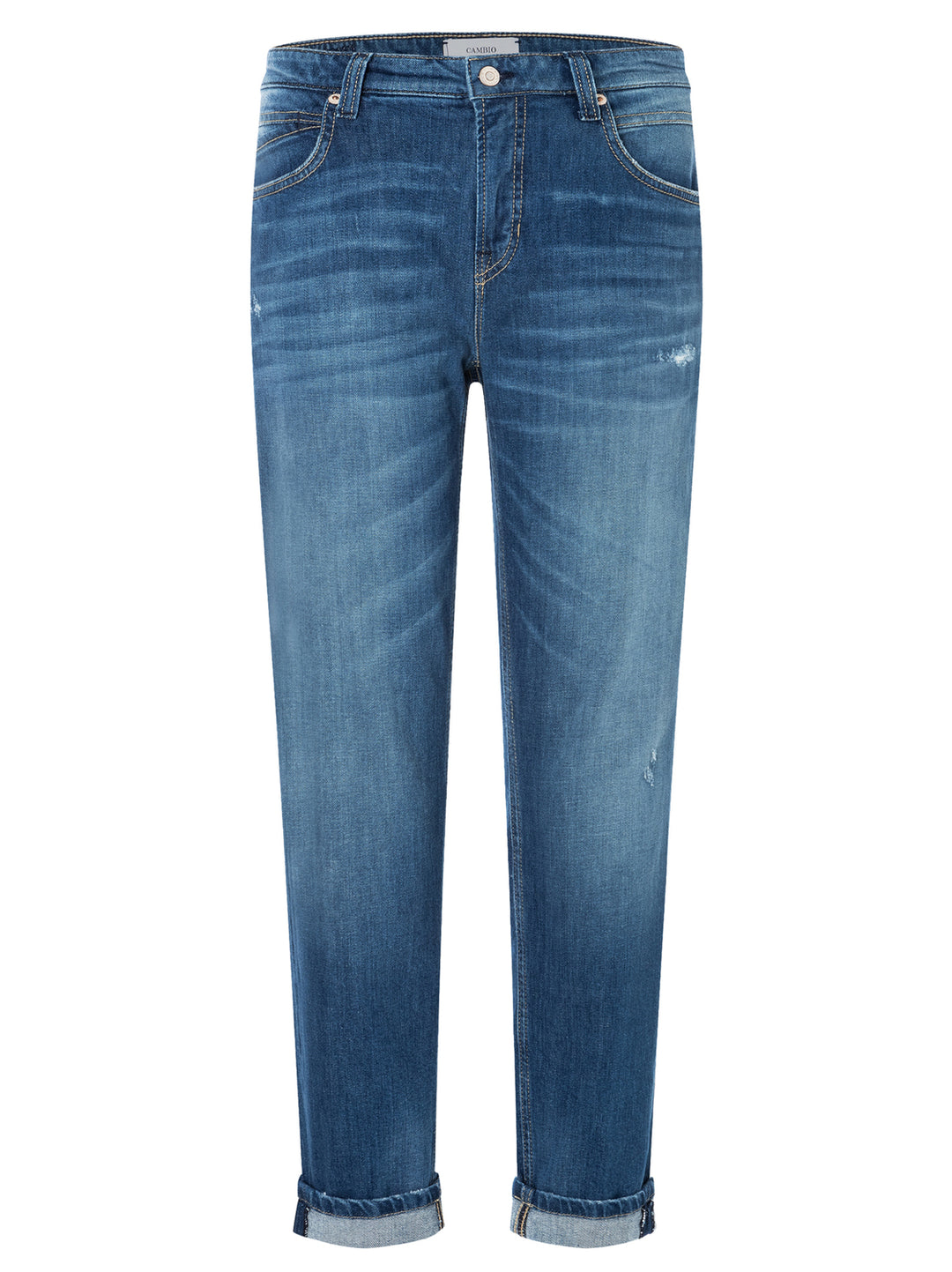 Cambio Kerry eco dark destroyed-98% Katoen<br />2% Elastaan<br />-DAMES BROEKEN-Blauw