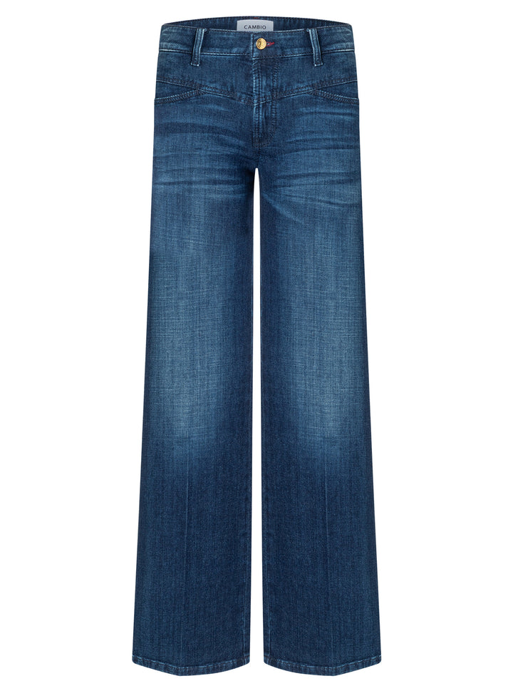 Cambio Lefthand True Indigo Jeans – Blauw-92% katoen, 6% elastomultiester, 2% elasthaan-DAMES BROEKEN-Blauw