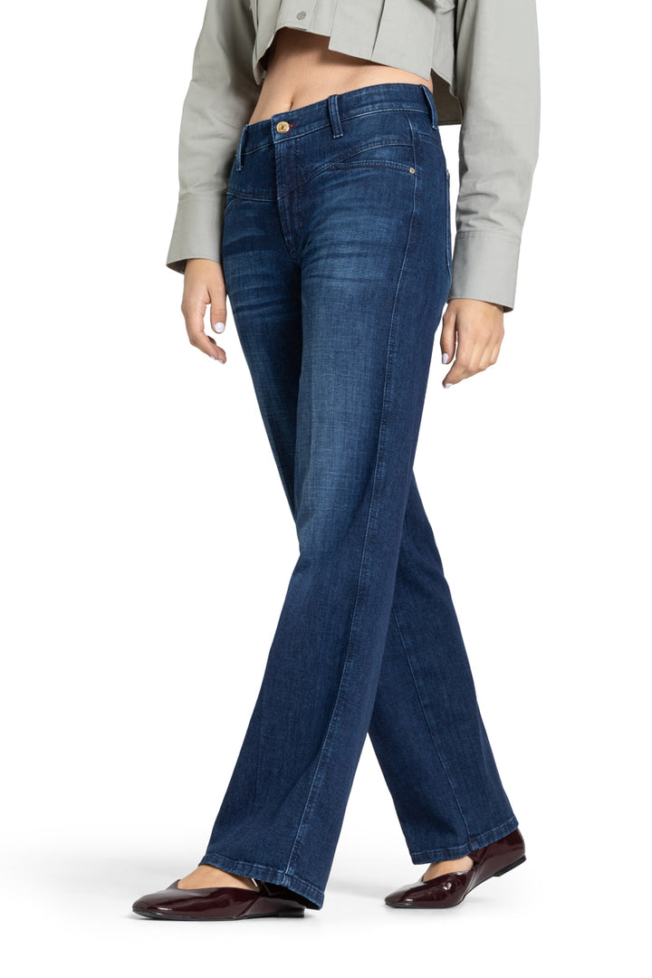 Cambio Lefthand True Indigo Jeans – Blauw-92% katoen, 6% elastomultiester, 2% elasthaan-DAMES BROEKEN-Blauw
