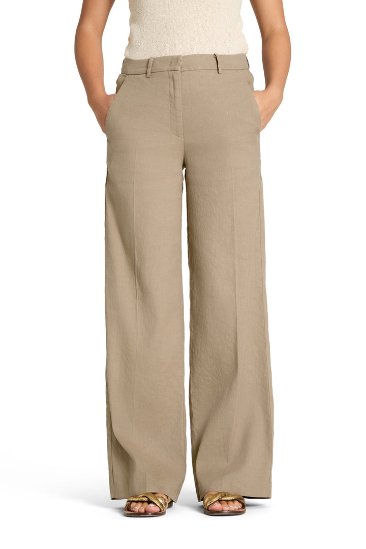 Cambio Mira Pantalon – Beige-65% linnen, 34% katoen, 1% elastaan-DAMES BROEKEN-Beige