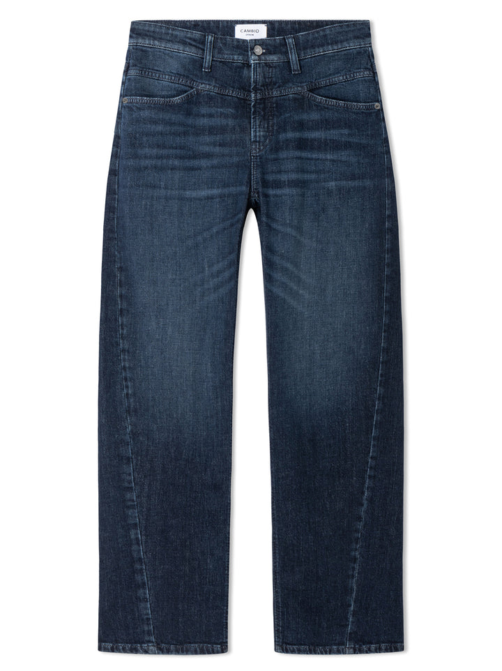 Cambio Ornella Barrel Jeans – Blauw-98% katoen, 2% elastaan-DAMES BROEKEN-Blauw