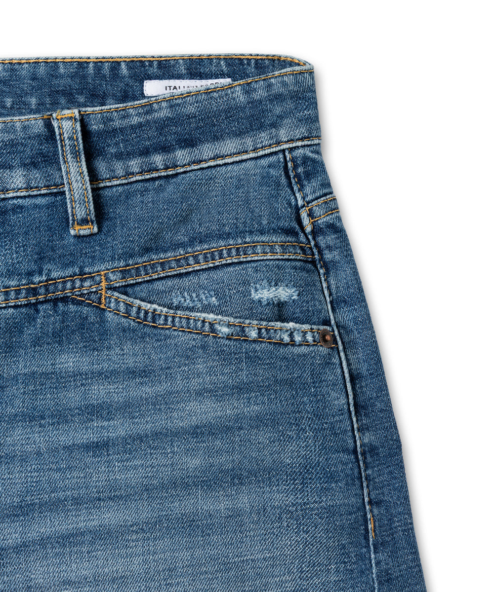 Cambio Ornella Twisted Jeans – Blauw-98% katoen, 2% elastaan-DAMES BROEKEN-Blauw
