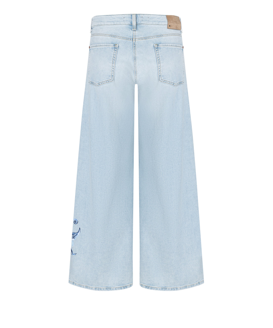Cambio Palazzo Cropped Jeans – Blauw-98% katoen, 2% elastaan-DAMES BROEKEN-Blauw