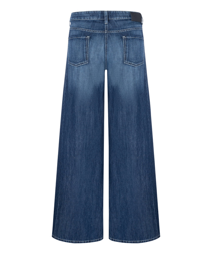 Cambio Palazzo Patch Jeans – Blauw-60% katoen, 40% linnen-DAMES BROEKEN-Blauw