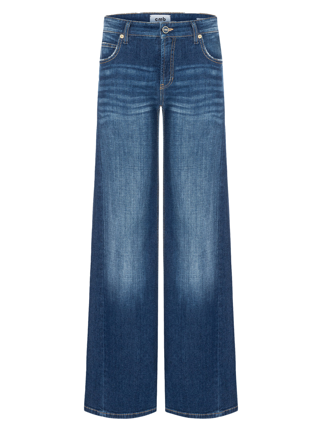 Cambio Palazzo Patch Jeans – Blauw-92% katoen, 8% elastaan-DAMES BROEKEN-Blauw