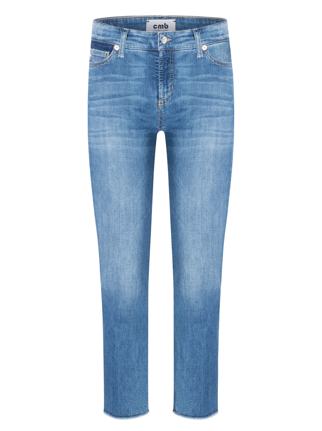 Cambio – Piper Cropped Jeans Blauw-92% katoen, 6% elastomultiester, 2% elastaan-DAMES BROEKEN-Blauw
