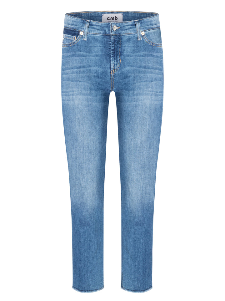 Cambio – Piper Cropped Jeans Blauw-92% katoen, 6% elastomultiester, 2% elastaan-DAMES BROEKEN-Blauw