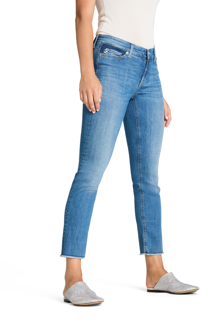 Cambio – Piper Cropped Jeans Blauw-92% katoen, 6% elastomultiester, 2% elastaan-DAMES BROEKEN-Blauw