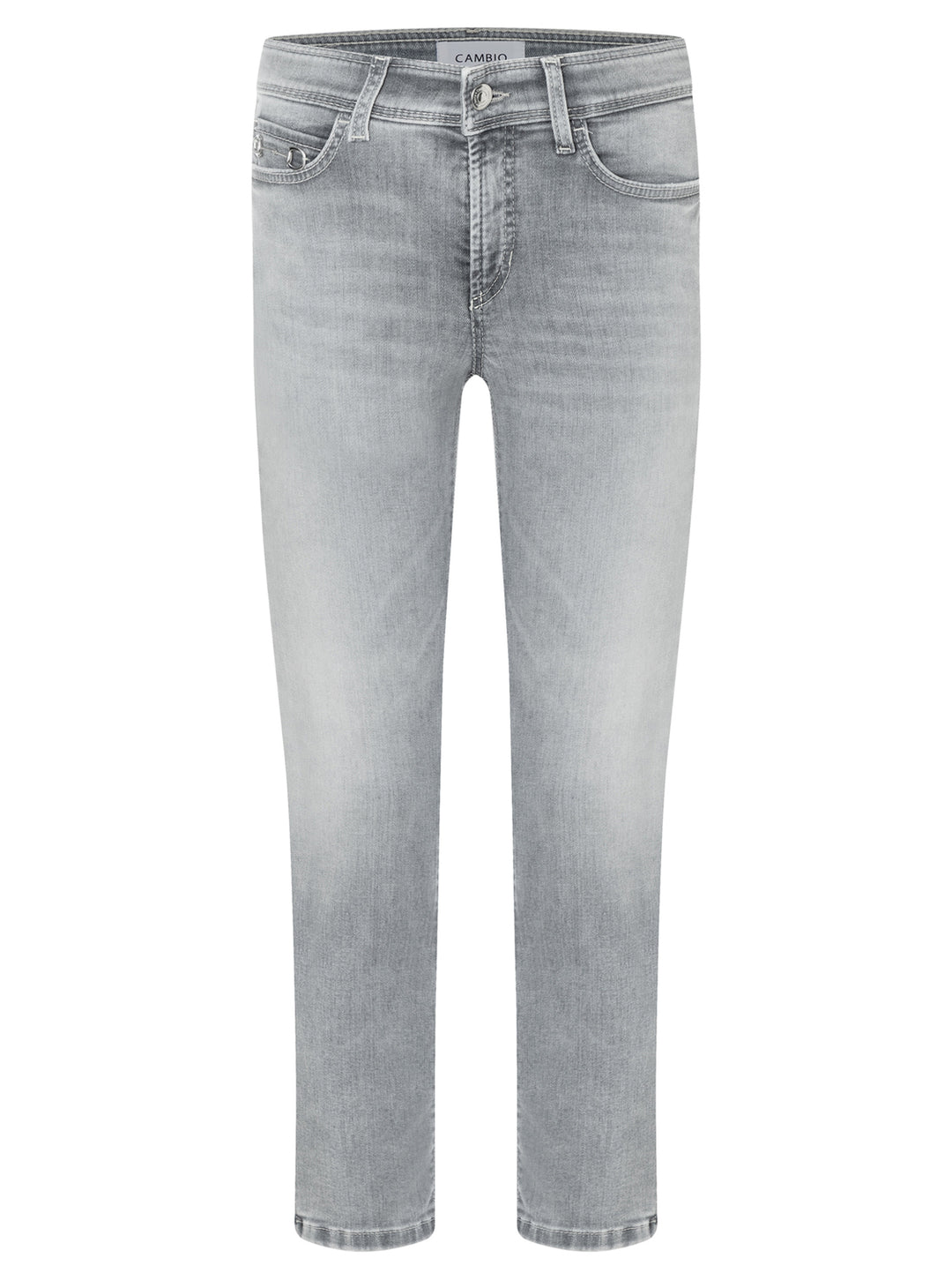 Cambio Piper short contrast bleach jeans-92% Katoen<br />6% Elastomultiester<br />2% Elastaan-DAMES BROEKEN-Grijs