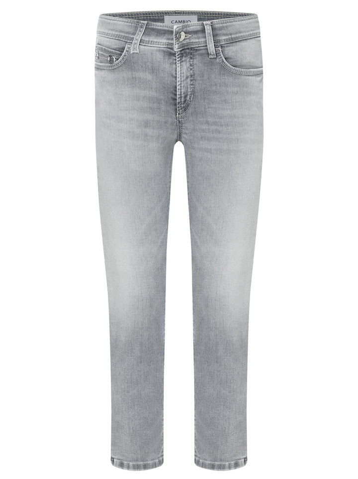 Cambio Piper short contrast bleach jeans-92% Katoen<br />6% Elastomultiester<br />2% Elastaan-DAMES BROEKEN-Grijs