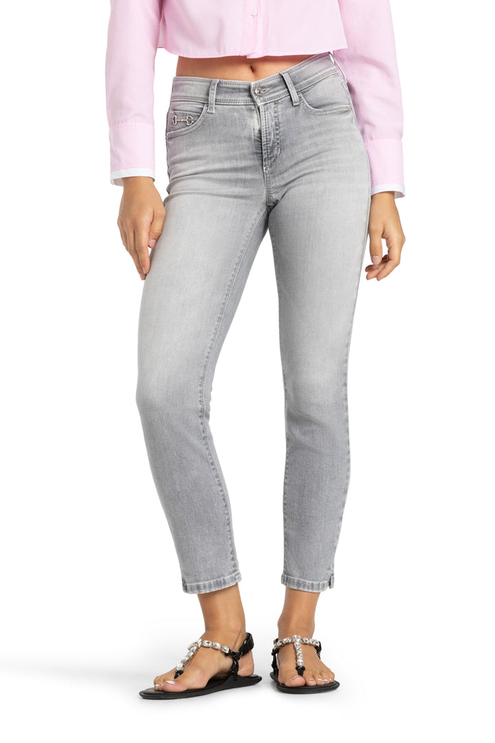 Cambio Piper short contrast bleach jeans-92% Katoen<br />6% Elastomultiester<br />2% Elastaan-DAMES BROEKEN-Grijs